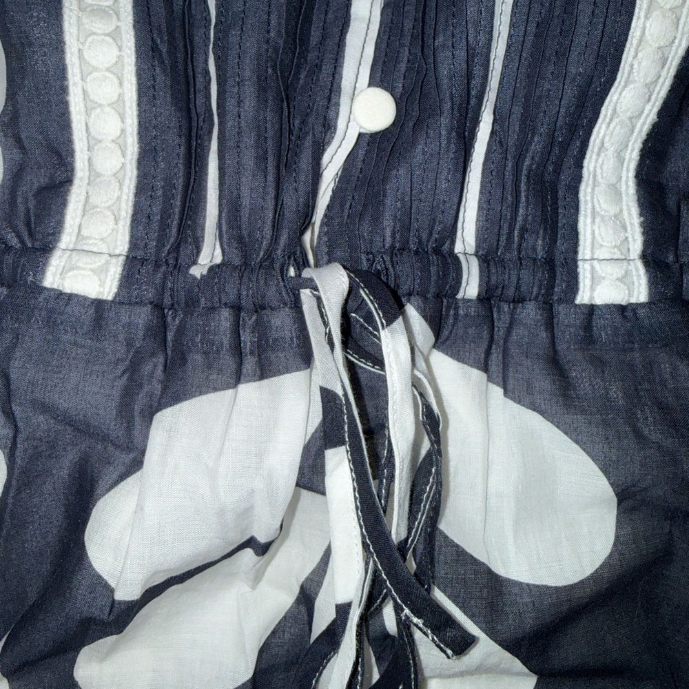 POINT SUR J CREW RATTI PRINT TIER RUFFLED NAVY & WHITE MAXI DRESS NEW WITH TAGS - Picture 11 of 14